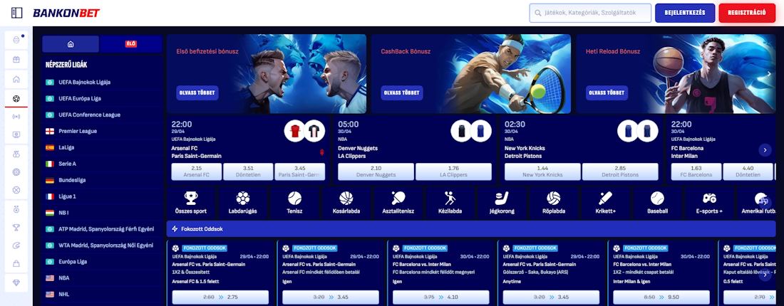 Bankonbet sportfogadási oldallal